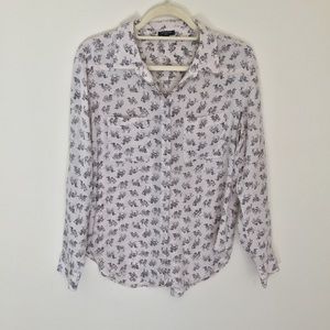 Ann Taylor Silk button up blouse, camel pattern